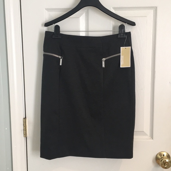 NWT Michael Kors Charcoal Gray Ponte Knit Pencil Skirt - 8 - Picture 2 of 13